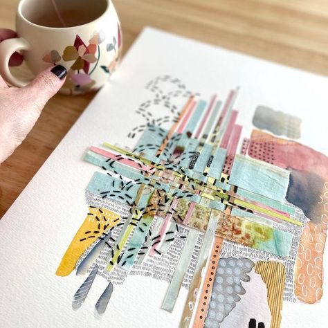 Stitching On Paper, Abstract Embroidery, Paper Collage Art, Watercolour Ink, Kids Art Class, Paper Weaving, Watercolor Paintings Abstract, Art Aquarelle, Textile Fiber Art