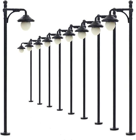 Amazon.com: Evemodel LYM22 10pcs Model Railway Train Lamp Post 6.5cm or 2.56inch Street Lights HO OO Scale LEDs New : Arts, Crafts & Sewing Train Lamp, Model Train Accessories, Building Layout, Steel Columns, Street Lights, Model Hobbies, Model Train Layouts, 12v Led, Street Lamp