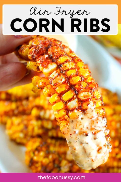 Side Dishes In Air Fryer, Cajun Corn On The Cob Air Fryer, Grilled Corn Ribs, Sides That Go With Wings, Corn Wedges, Sides With Wings, Bbq Ribs Side Dishes, Wings And Sides, Sides For Chicken Wings