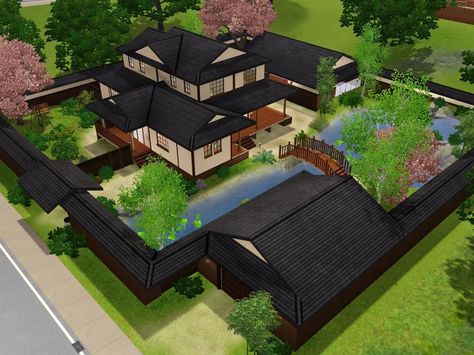 How I want my house to be built Japanese House Layout, Sims 4 Japanese House, Japanese House Exterior, Japanese Mansion, Modern Japanese House, Asian House, Japanese Home Design, Japanese Style House, Traditional Japanese House