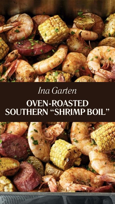 Ina Garten Oven-roasted Southern “shrimp Boil” Kielbasa Shrimp And Potatoes, Shrimp Boil Oven Bake, Shrimp Boil In The Oven, Old Bay Recipes, Shrimp Boil Recipe Old Bay, Shrimp Boil In Oven, Easy Shrimp Boil Recipe, Crab Boil Recipe, Smoked Kielbasa