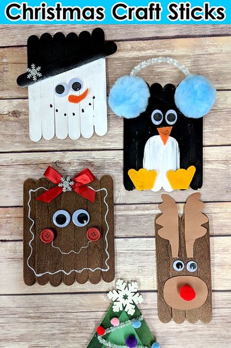 Grinch Slime, Christmas Crafts Diy Kids, Popsicle Stick Christmas Crafts, Stick Christmas Tree, Snowman Crafts Diy, Christmas Crafts For Toddlers, Christmas Crafts To Sell, 13 November, Craft Sticks