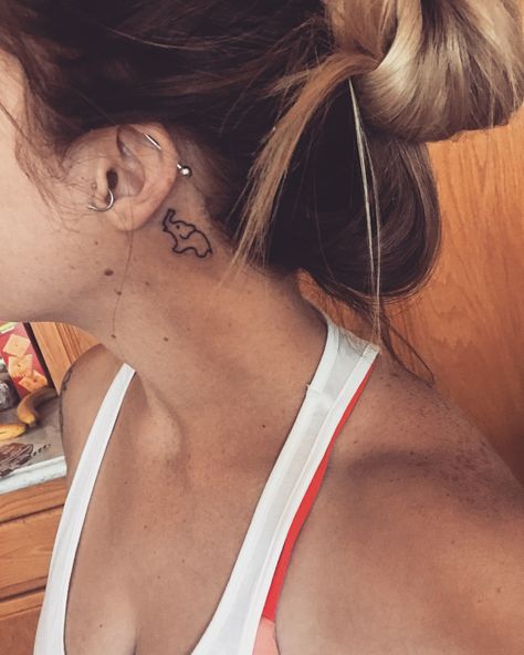 Elephant Behind Ear Tattoo, Tattoos Ear, Tattoo Elephant, Tattoo Behind Ear, Elephant Tattoos, Tattoos Ideas, Ear Tattoo, Behind Ear Tattoo, Infinity Tattoo