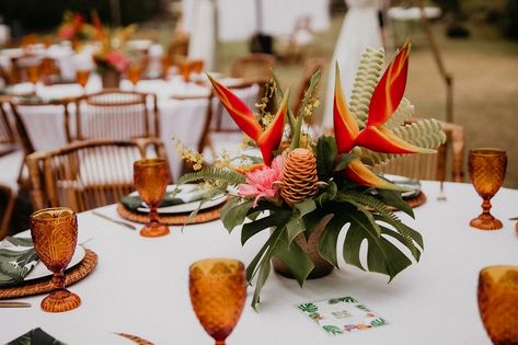 Weddings Tropical Wedding Table Centerpieces, Round Table Tropical Centerpieces, Caribbean Wedding Decor, Hawaii Wedding Theme, Tropical Table Centerpieces, Tropical Wedding Theme Elegant, Tropical Wedding Table Decor, Hawaii Wedding Flowers, Hawaiian Wedding Themes