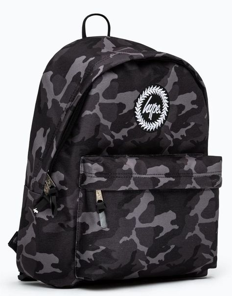 Hype Black Grey Mono Camo Unisex School Shoulder Bag Backpack School Shoulder Bag, Camouflage Backpack, Camo Backpack, Shoulder Bags For School, Amazing Lace, Camouflage Print, Classic Jeans, Simple Bags, Herschel Heritage Backpack