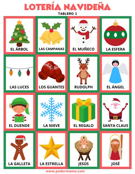 Lotería de Navidad para niños. Imprimible gratis. - Poder Mamá Recycled Material Art, Spanish Classroom Activities, Spanish Lessons For Kids, Preschool Christmas Crafts, Early Childhood Classrooms, Holidays Around The World, Married Christmas, Preschool Christmas, Christmas Nativity