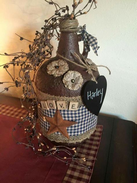 1000+ ideas about Wine Jug Crafts on Pinterest | Gallon Glass Jars ... Glass Jugs Crafts, Wine Jug Crafts, Jug Decor, Gallon Glass Jars, Wine Jug, Wine Bottle Art, Diy Jar Crafts, Wine Bottle Diy, Decorated Jars