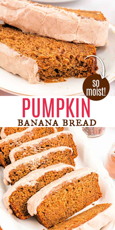 Easy Moist Pumpkin Banana Bread Banana Bread Easy Moist, Best Dinner Roll Recipe, Keto Zucchini Bread, Pumpkin Banana Bread Recipe, Pumpkin Cream Cheese Bread, Dinner Roll Recipe, Nutella Banana Bread, Best Pumpkin Pie Recipe, Sour Cream Banana Bread