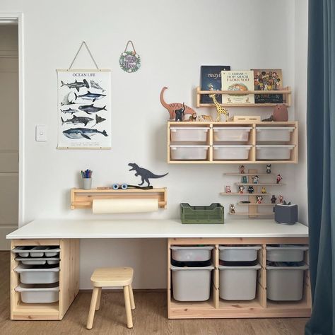 Kindergarden Rooms, Small Toy Room, Small Kids Playrooms, Trofast Storage, Trofast Ikea, Ikea Kids Room, Kids Rooms Inspo, Toddler Boy Room Decor, Toddler Playroom