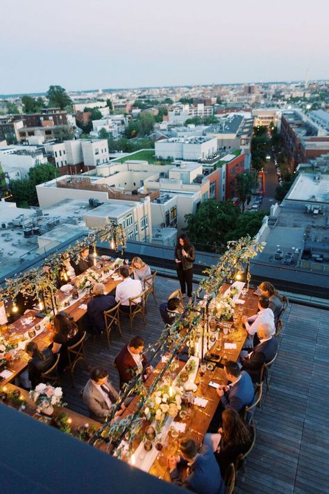 Rooftop Wedding Decor, Rooftop Wedding Reception, Dc Wedding Venues, Simple Wedding Decorations, Wedding Gown Inspiration, Ibiza Wedding, Romantic Garden Wedding, Rooftop Wedding, Wedding Scene