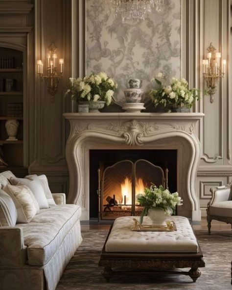 Maximalist Decor Living Room, Living Room Maximalist, Victorian Living Room Ideas, Lavish Living Room, Rococo Interior, Country Fireplace, French Neoclassical, Maximalist Interior, Elegant Living Room Decor