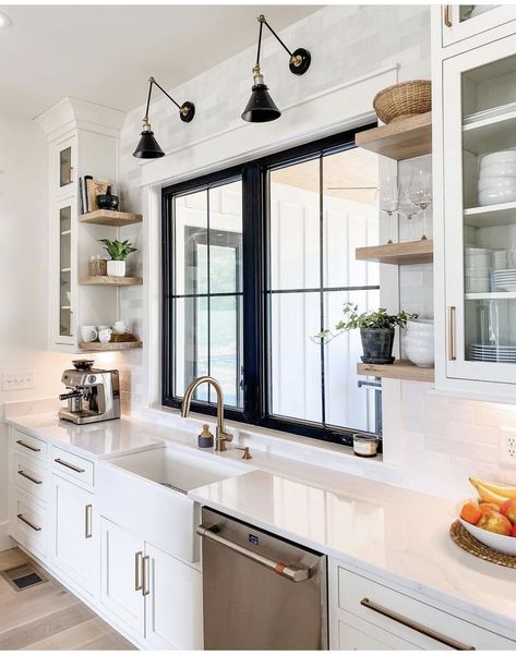 Kitchen Windows Above Sink Ideas, Kitchen Window Above Sink, Kitchen Windows Above Sink, Kitchen Window Decor, Kitchen Sink Window, Above Kitchen Cabinets, Floating Shelves Kitchen, Were Expecting, Kitchen Inspiration Design