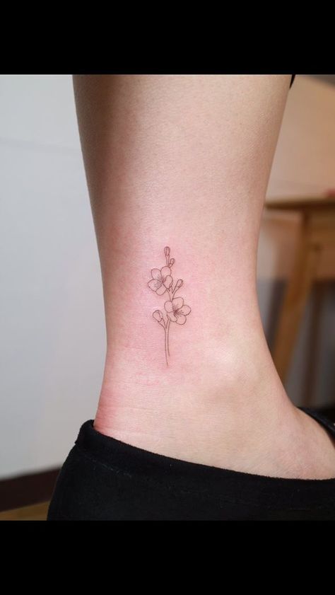 Fine Line Azalea Tattoo, Yellow Apricot Blossom Tattoo, Apple Blossom Tattoo Small, Small Japan Tattoo, Pear Blossom Tattoo, Apricot Flower Tattoo, Apricot Blossom Tattoo, Red Orchid Tattoo, Cherry Blossom Fine Line Tattoo