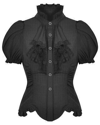 Premium Quality Dark In Love Gothic Steampunk Short Sleeve Ruffle Blouse - Black, Women's Tops Steampunk Shorts, Gothic Blouse, Dark In Love, Gothic Tops, Puff Sleeve Shirt, Gothic Steampunk, Ruffle Shorts, Gothic Outfits, Beautiful Blouses