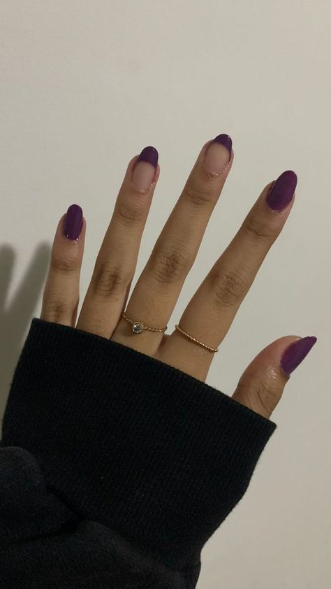 Purple Gel Nails, Dark Purple Nails, Violet Nails, Purple Acrylic Nails, Purple Nail Designs, Purple Nail, Basic Nails, Almond Acrylic Nails, Dark Nails