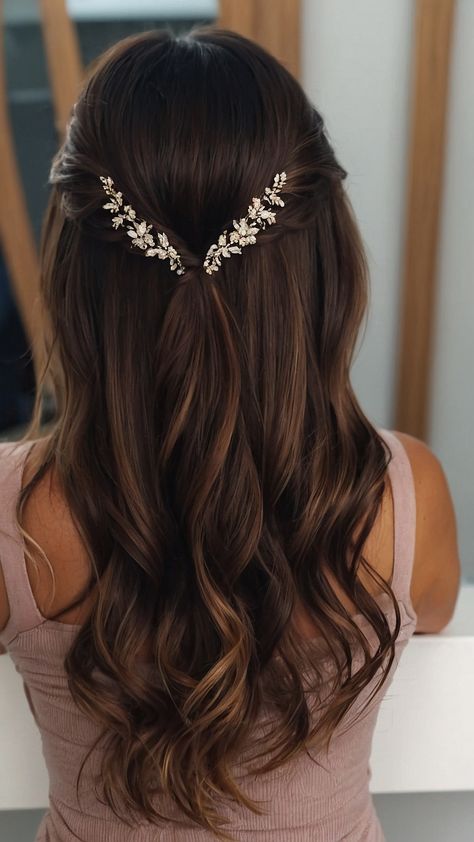 Looking for hoco hairstyles inspiration This blog post covers a range of styles for straight simple half-up short half-up half-down long medium length natural curly short easy and shoulder length hair Find your perfect look now Half Up Half Down Wedding Hair Jewelry, Hair Half Up Half Down Bridesmaid, Bridesmaid Wedding Hair Half Up, Hairstyles For Long Length Hair Wedding, Simple Hairstyle For Straight Hair, Bridesmaid Hair For Thin Hair, Hairstyles For Straight Hair For Wedding, Simple Medium Hairstyles, Half Up Half Down Bridesmaid Hair Short