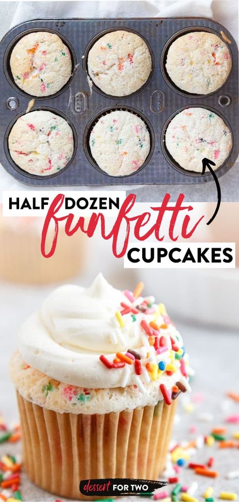 Homemade Funfetti Cupcakes, Funfetti Cupcake Recipe, Small Batch Cupcakes, Cupcakes With Sprinkles, Fluffy Buttercream Frosting, Fluffy Buttercream, Batch Baking, Funfetti Cupcakes, Small Batch Baking