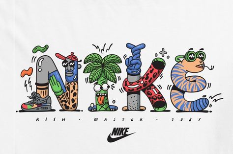 A Closer Look at the KITH x Steven Harrington x Nike Collaboration Steven Harrington, Nike Art, Air Max Day, Tableau Pop Art, Shirt Logo Design, 흑백 그림, Nike Wallpaper, Graphic Tshirt Design, Marken Logo