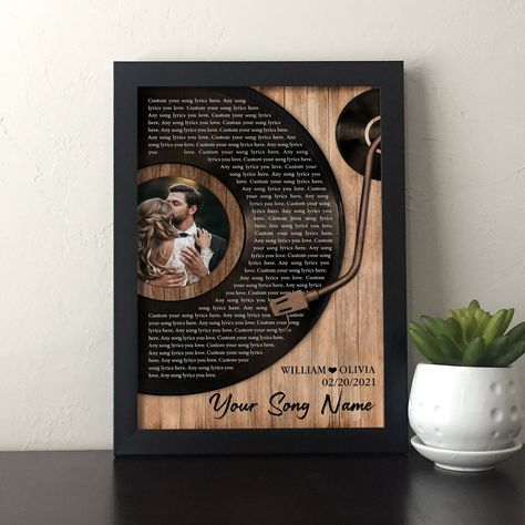 Vinyl Record Custom Song Lyrics Wedding Anniversary Gift Our First Dance Photo Print Personalized Music Wall Art Husband, Wife Couple Gifts - Etsy Wedding Gift For Wife From Husband, Husband Gifts Ideas, Wedding Photo Gift Ideas, 50 Anniversary Gift Ideas, Cricut Wedding Gift Ideas, Vinyl Record Gift Ideas, First Wedding Anniversary Gift Ideas, 50th Wedding Anniversary Gift Ideas, Wedding Anniversary Gifts Ideas