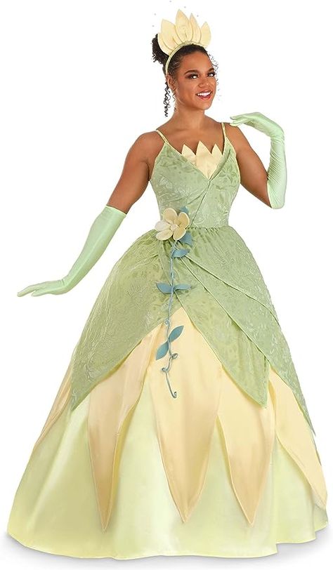 Amazon.com: Disney's Princess and the Frog Deluxe Tiana Costume Adult - L : Clothing, Shoes & Jewelry Princesa Tiana Disney, Princess Tiana Costume, Tiana Costume, Tiana Dress, Disney Princess Cosplay, Princesa Tiana, Fun Costumes, Frog Costume, Disney Princess Tiana