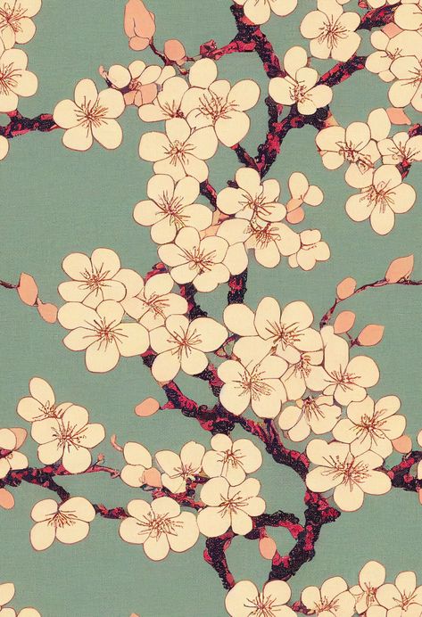 Bring the beauty of cherry blossoms into your home with our Digital Cherry Blossom Tile Print! This stunning poster features a repeating tile pattern of delicate pink and white cherry blossoms that will instantly brighten up any space. You can stack multiple posters in any direction to create a giant stunning piece. Perfect for lovers of nature, Japanese art, and anyone who wants to add a touch of elegance to their décor. Simply download, print, and display as a striking centrepiece on your wal Cherry Blossom Japanese Art, Japanese Flowers Aesthetic, Cherry Blossom Graphic, Japanese Prints Pattern, Cherry Blossom Tree Art, Cherry Blossom Poster, Yellow Cherry Blossom, Blossom Illustration, Japan Nature