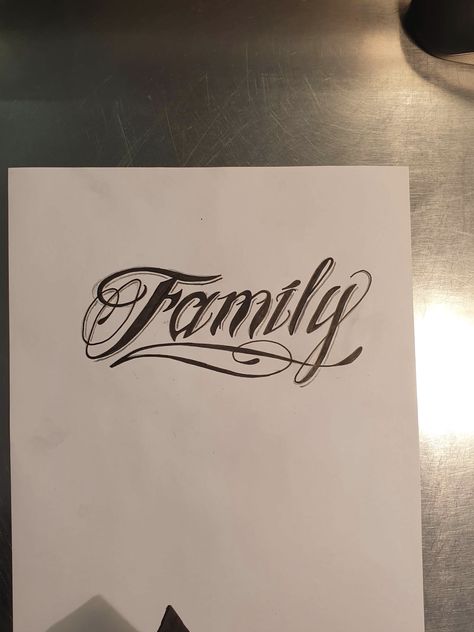 Family 1st Tattoo, Text Tattoo Family, The Word Family Tattoos, Word Family Tattoo, Family Text Tattoo, Family Tattoo Stencil, Family Script Tattoo, Family Word Tattoo, Family Forever Tattoo