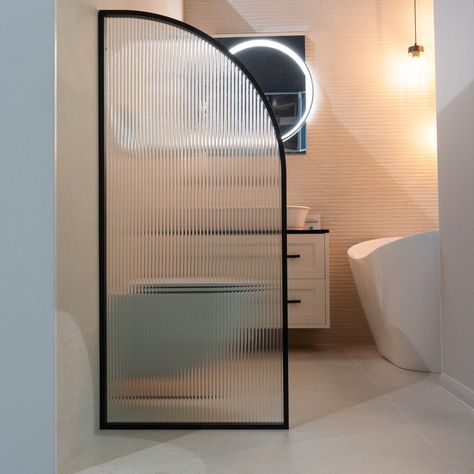 Bathroom Toilet Divider Ideas, Glass Divider Bathroom, Fluted Glass Bathroom Partition, Bathroom Divider Ideas Toilets, Toilet Partition Design Privacy Walls, Bathroom Partition Glass Design, Urinal Partition Design, Toilet Divider Wall Ideas, Toilet Glass Partition