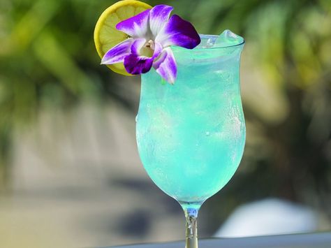 The Blue Hawaii Cocktail Turns 62 | Hawaii Magazine Butter Fish Recipe, Blue Hawaii Cocktail, Blue Curacao Liqueur, Gold Rum, Hawaii Magazine, Hilton Hawaiian Village, Guava Juice, Tiki Cocktails, Tiki Drinks