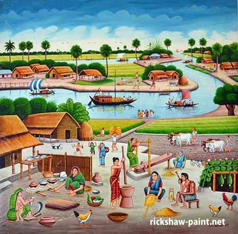 Memory Drawing Village Scene, Indian Village Art Paintings, Village Drawing Landscapes, Anime Indian, Farmer Painting, Village Scene Drawing, Scenery Drawing For Kids, Village Drawing, Childhood Memories Art