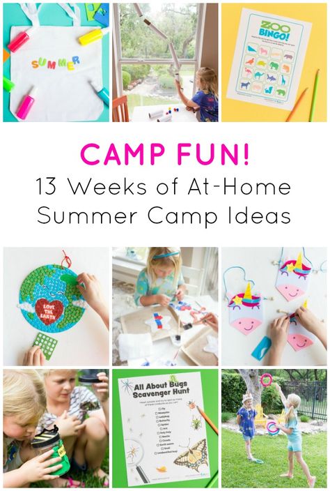 Camp Fun: 13 At-Home Summer Camp Themes - Design ImprovisedDesign Improvised Summer Camp At Home, Camp At Home, Camp Themes, Activity Games For Kids, Summer Camp Themes, Lemonade Stands, Cousin Camp, Babysitters Club, Summer Camp Activities