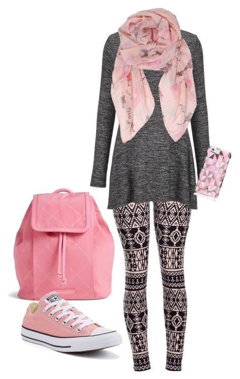 "Pink Gray leggings outfit without jewelry" by binkettestrinkets on Polyvore featuring maurices, Kate Spade, Vera Bradley, Humble Chic and Converse Ripped Jeans Outfit School, Fall Outfits With Converse, Jeans Outfit School, Gray Leggings Outfit, Leggings Outfit Dressy, Patterned Leggings Outfits, Leggings Outfit Spring, Grey Leggings Outfit, Outfits Leggins