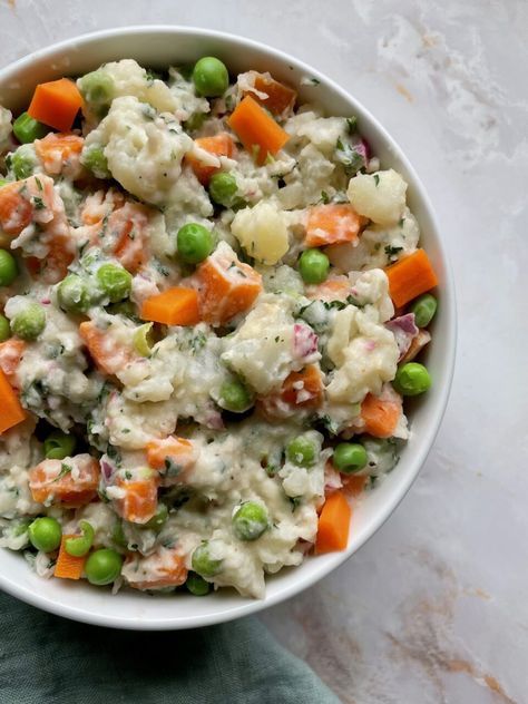 Ensalada Rusa or Colombian style Potato Salad is the perfect side for your meal. This recipe is creamy, tangy, and packed with veggies! Colombian Style, Diced Carrots, Diced Potatoes, Potatoe Salad Recipe, Russet Potatoes, Red Potatoes, Vegan Butter, How To Squeeze Lemons, Home Recipes