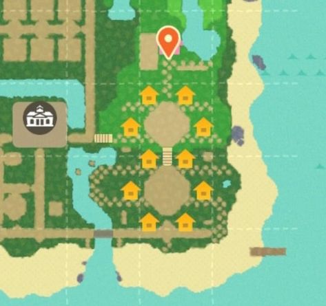 Animal Crossing House Layout Map, Acnh House Layout Map, Animal Crossing Villager House Layout Ideas, Animal Crossing Villager House Layout Map, Animal Crossing Island Ideas Garden, Animal Crossing Gyroid Display Ideas, Acnh Island Map Layout, Acnh Garden Layout Ideas, Acnh Community Garden