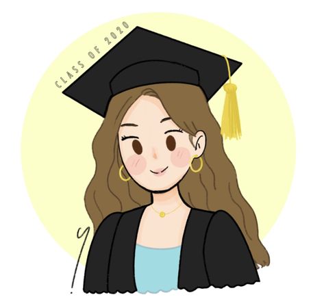 Graduation Drawing, Graduation Cartoon, Simpsons Drawings, Graduation Art, Cartoon Girl Drawing, Cap And Gown, Girly Art Illustrations, Cute Doodle Art, Class Of 2020