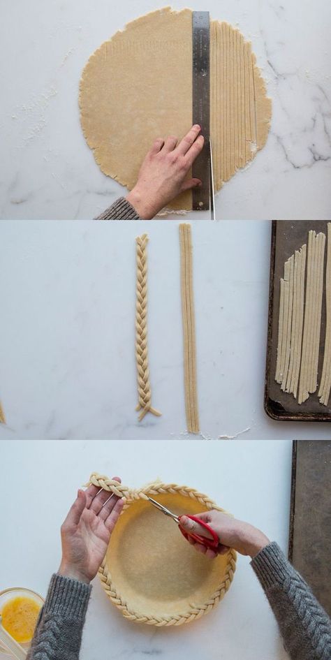 how to braided pie crust Braided Pie Crust, Pie Crust Art, Decorative Pie Crust, Pie Crust Designs, Pie Decoration, Pies Art, Preppy Kitchen, Pie Crusts, Pastry Crust