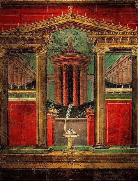 Roman wall painting, Example of Second Style (Architectural style)  50-40 B.C., Villa of Publius Fannius Synistor, Boscoreale, Italy Linear Perspective, Roman Painting, Roman Wall, Ancient Pompeii, Ancient Roman Art, Pompeii Italy, Pompeii And Herculaneum, Picture Window, Rome Antique