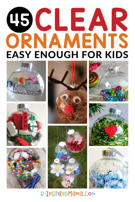 Fill Ornament Ideas, Ornament Classroom Craft, Easy Ornaments To Make With Kids, Diy Ball Ornaments Kids, Kid Crafts Easy Christmas, Diy Christmas Ornaments For Kids Bulbs, Bulb Ornament Crafts For Kids, Clear Glass Ornament Ideas For Kids, Homemade Baubles Kids