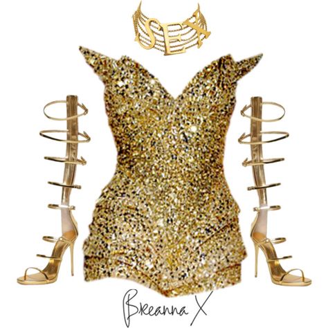 Untitled #3133 by breannamules on Polyvore featuring Giuseppe Zanotti, Dolce&Gabbana and Zuhair Murad Gold Stage Outfit, Golden Outfit, Boujee Outfits, Sassy Outfit, Zuhair Murad, Kpop Fashion Outfits, Mode Streetwear, Fancy Outfits, Performance Outfit