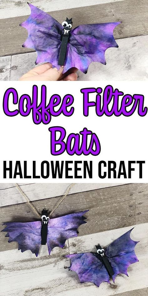 Bats With Coffee Filters, Halloween School Crafts 1st Grade, Bat Clothespin Craft, October Preschool Art Projects, Halloween Kid Art Projects, Clothespin Halloween Crafts, Halloween Art Kindergarten Easy, Preschool Art Halloween, Halloween Crafts With Clothespins