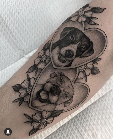 It's no secret that most of us could scream our love for our pets out loud on the streets. So what better love statement other than carrying their portraits on our skin? Small Dog Portrait Tattoo, Matching Dog Tattoos, Dog Heart Tattoo, Dog Tattoos For Women, Louise Tattoo, Pet Portrait Tattoos, Dog Portrait Tattoo, Pet Tattoos, Dogs Tattoo