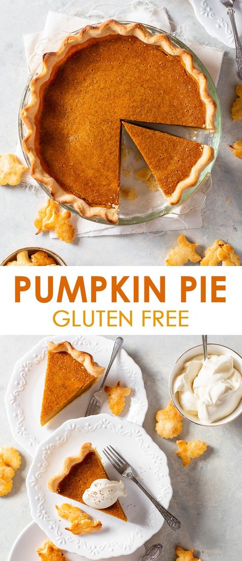 Gluten Free Pumpkin Pie - [SPONSORED] With a perfectly flaky, buttery pie crust and a creamy filling bursting with spices and flavour, this gluten free pumpkin pie really is the perfect fall dessert. The recipe couldn’t be simpler, with lots of helpful tips for avoiding soggy bottoms and cracks in the filling! Pumpkin pie recipe. Pumpkin pie spice. Gluten free pie crust recipe. Pumpkin pie filling. Pumpkin recipes. Pumpkin desserts. #pumpkinpie #glutenfree Gluten Free Pumpkin Pie Recipe, Pumpkin Pie Crust, Gluten Free Pumpkin Muffins, Gluten Free Pumpkin Pie, Gluten Free Thanksgiving, Pumpkin Pie Recipe, Gluten Free Pie, Homemade Gluten Free, Pumpkin Pie Filling