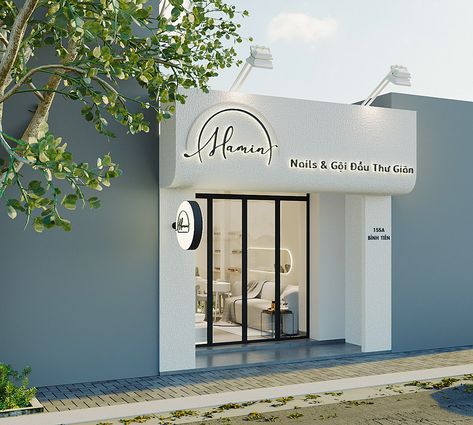 Nail Salon Exterior Design, Salon Exterior Ideas Store Fronts, Nail Salon Exterior, Salon Exterior Design, Storefront Signage, Small Salon, Tiny Bedroom Design, Spa Room Decor, Logo Design Inspiration Creative