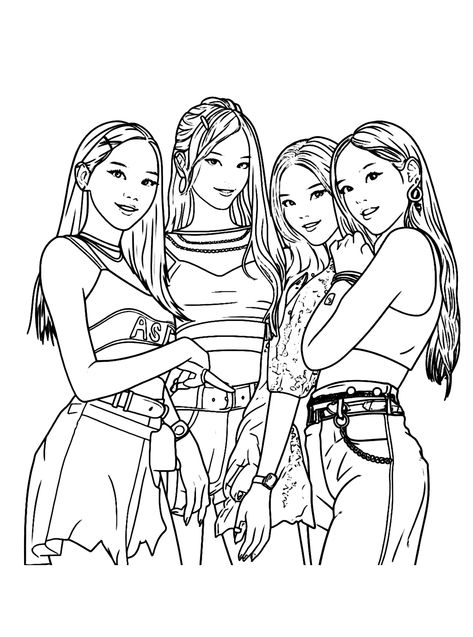 BlackPink - Lol Coloring Pages Black Pink Coloring Page, Kpop Colouring Pages, Blackpink Coloring Pages, Kpop Coloring Pages, Blackpink Coloring, Print Coloring Pages, Lol Coloring Pages, Tumblr Coloring Pages, Coloring Book Download