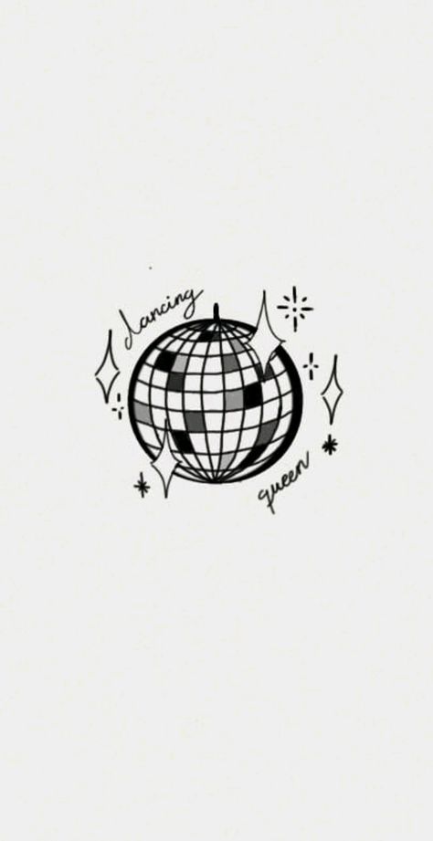 Dancing Queen Tattoo Abba, Drawing Ideas Dancing, Dancing Queen Background, Mamma Mia Themed Tatoos, Abba Graphic Design, Dancing Queen Tattoo Ideas, Abba Lyrics Tattoo, Mamma Mia Aesthetic Tattoos, Abba Tattoo Ideas Lyrics