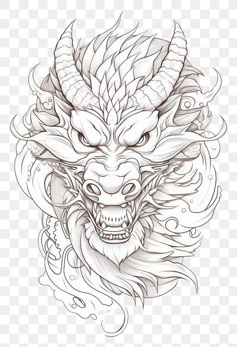 Japanese Dragon Drawing Sketches, Dragon Tattoo Stencil Designs, Dragon Tattoo Drawings Sketches, Colorable Drawings, Dragon Drawing Tattoo, Dragon Head Tattoo Design, Dragon Sketch Tattoo, Dragon Face Drawing, Big Dragon Tattoo