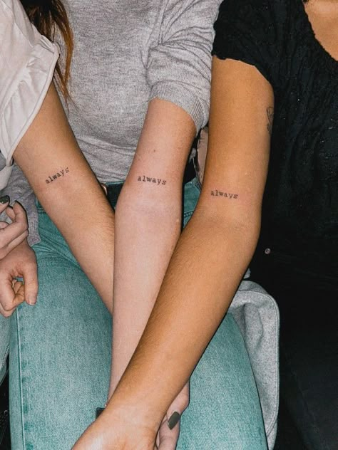 Pair Tattoos, Tattoo Ideas With Meaning, Always Tattoo, Cousin Tattoos, Matching Friend Tattoos, Forever Tattoo, Tato Jari, Matching Best Friend Tattoos, Bestie Tattoo