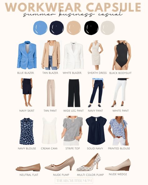 Summer Workwear Capsule - The Recruiter Mom Attorney Outfit, Summer Work Outfits Office, Recruiter Mom, Summer Workwear, Workwear Capsule Wardrobe, Summer Business Casual, Office Attire Women, Summer Business Casual Outfits, Workwear Capsule