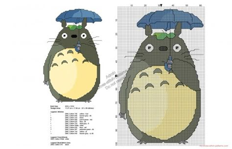 My Neighbor Totoro free cross stitch pattern 61x99 (click to view) Totoro Cross Stitch, Beginners Quilt, Totoro Pattern, Anime Cross Stitch, Crochet Totoro, Printable Cross, Free Cross Stitch Pattern, Beginners Sewing, Patterns Simple