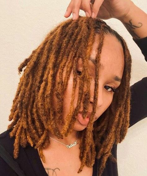 Light Brown Locs Black Women, Copper Locs Black Women, Loc Color Ideas Black Women, Cute Loc Styles For Women, Real Dreadlocks, Locs Color Ideas Black Women, Permanent Loc Extensions, Black Women With Locs, Permanent Dreadlock Extensions