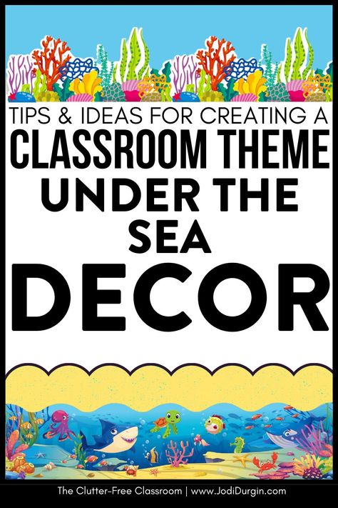 Classroom Teachers needing Under the Sea Classroom Theme or Ocean Door Decor ideas are going to love the inspiring photos & decorating tips by Clutter Free Classroom. 1st, 2nd, 3rd, 4th & 5th Elementary Educators wondering how to set up a classroom on a budget are sure to love the bulletin board inspo, photos, & DIY tips for setting up their rooms for back to school to be motivational. You'll also find classroom decor bundles & theme ideas to be quick & easy! Ocean Theme Preschool Classroom Bulletin Boards Under The Sea, Diy Ocean Classroom Decor, Under The Sea Classroom Ideas, Under The Sea Classroom Decorations, Ocean Theme Classroom Door, Under The Sea Bulletin Board Ideas, Underwater Classroom Theme, Ocean Themed Classroom Ideas, Ocean Bulletin Board Ideas